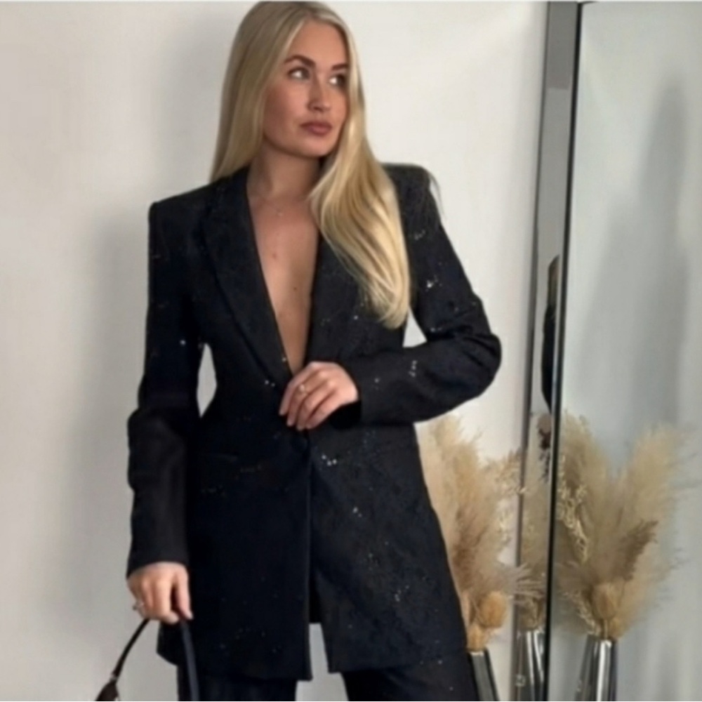 Zara Black Sequin Blazer Jacket